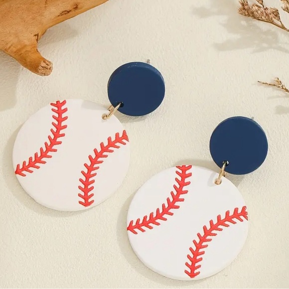 Jewelry - Baseball Themed Drop Earrings